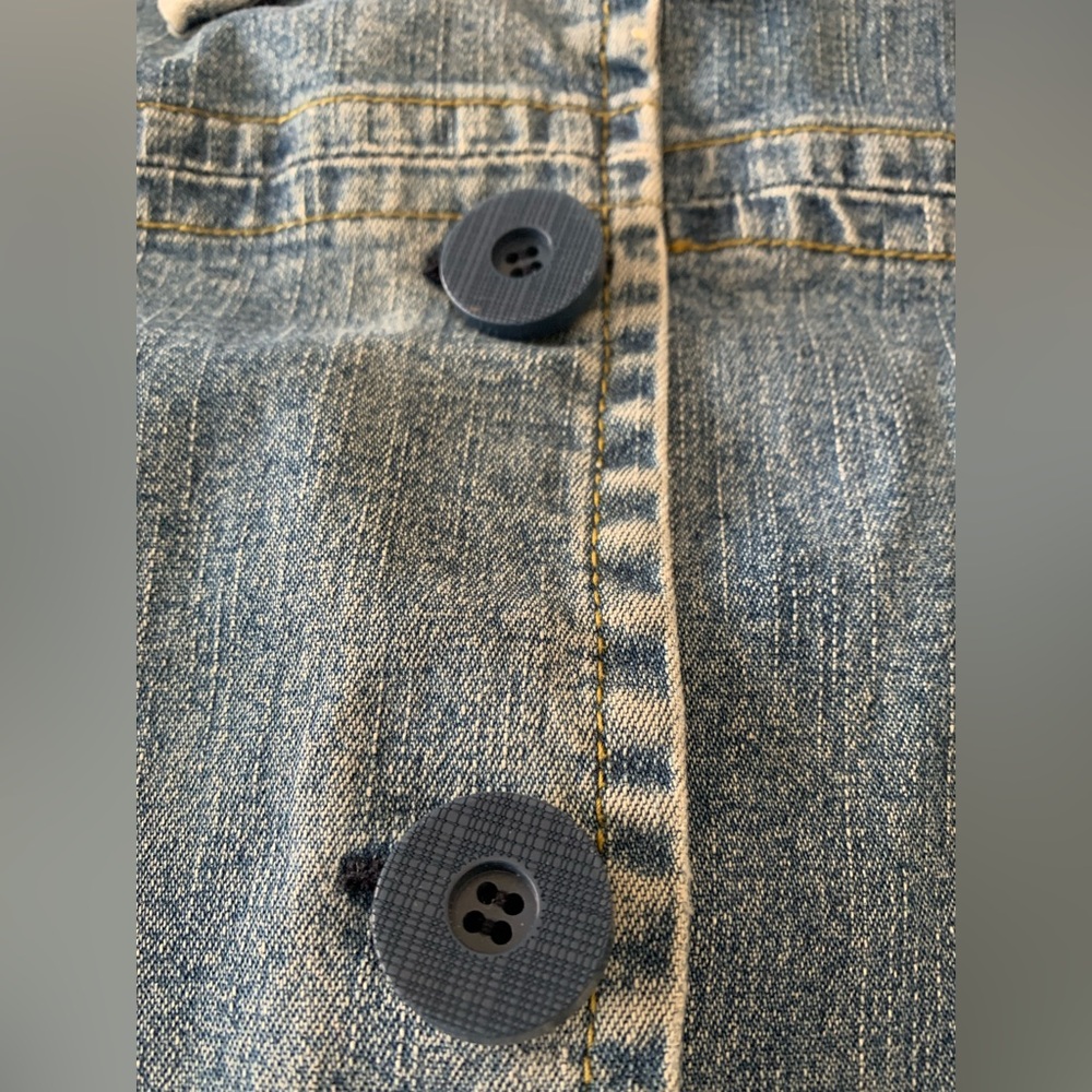 Vintage 80s 90s Denim Jean Chore Jacket Women Acid Chunky Buttons Pockets - Picture 6 of 14